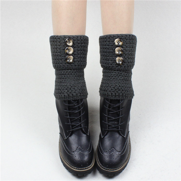 秋冬粗毛线女短袜套保暖脚裸脚脖套百搭护腿套宽松堆堆袜鞋套靴套