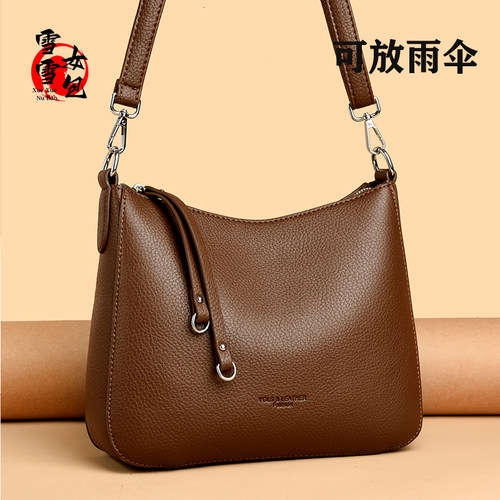 真皮单肩斜挎包高级感中年妈妈包