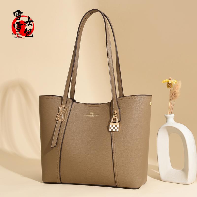 珞曼袋鼠单肩包真皮大容量托特包