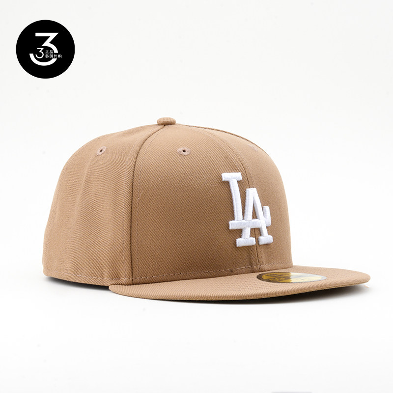 韩国代购NEWERA纽亦华59FIFTY平沿硬顶全封闭5950棒球帽LA卡其色