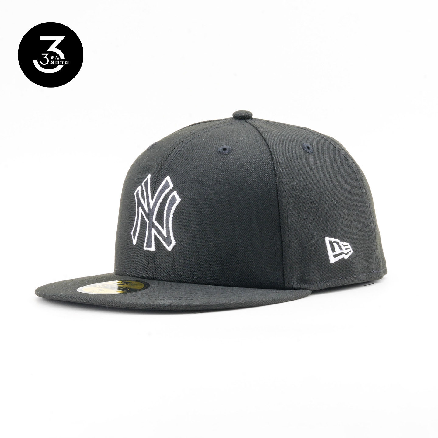 韩国代购NEWERA纽亦华5950平沿全封闭棒球帽反戴NY纽约扬基黑色