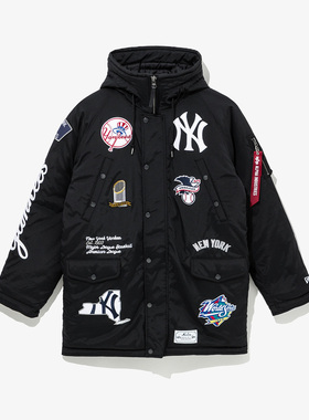 韩国代购NEWERA X ALPHA纽亦华X阿尔法联名款派克服长款NY黑色