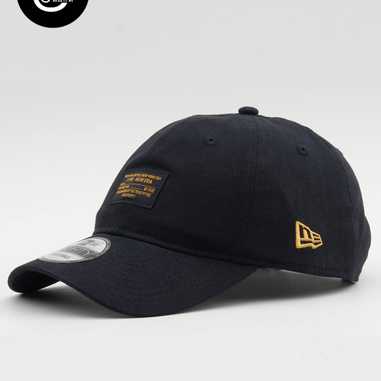 韩国代购NEWERA纽亦华黑金铭牌LOGO牛仔帆布940软顶棒球帽黑色
