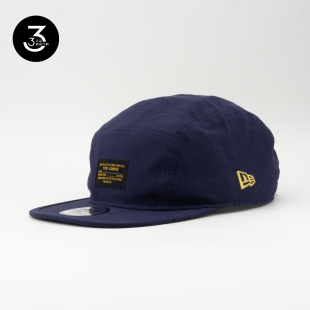 韩国代购 NEWERA纽亦华黑金铭牌LOGO平沿软顶可调节五片帽海军蓝