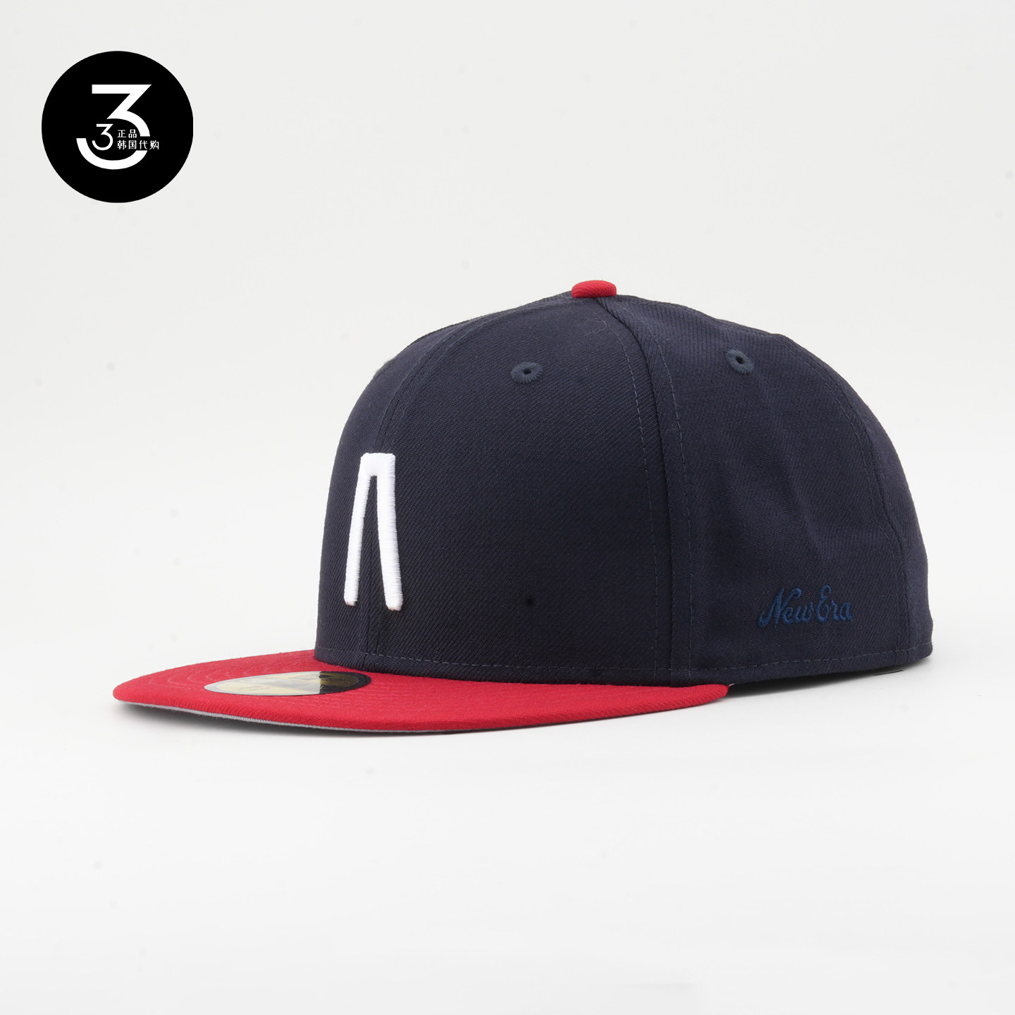 韩国代购NEWERA X FEAR OF GOD联名款5950平沿全封闭棒球帽A标蓝
