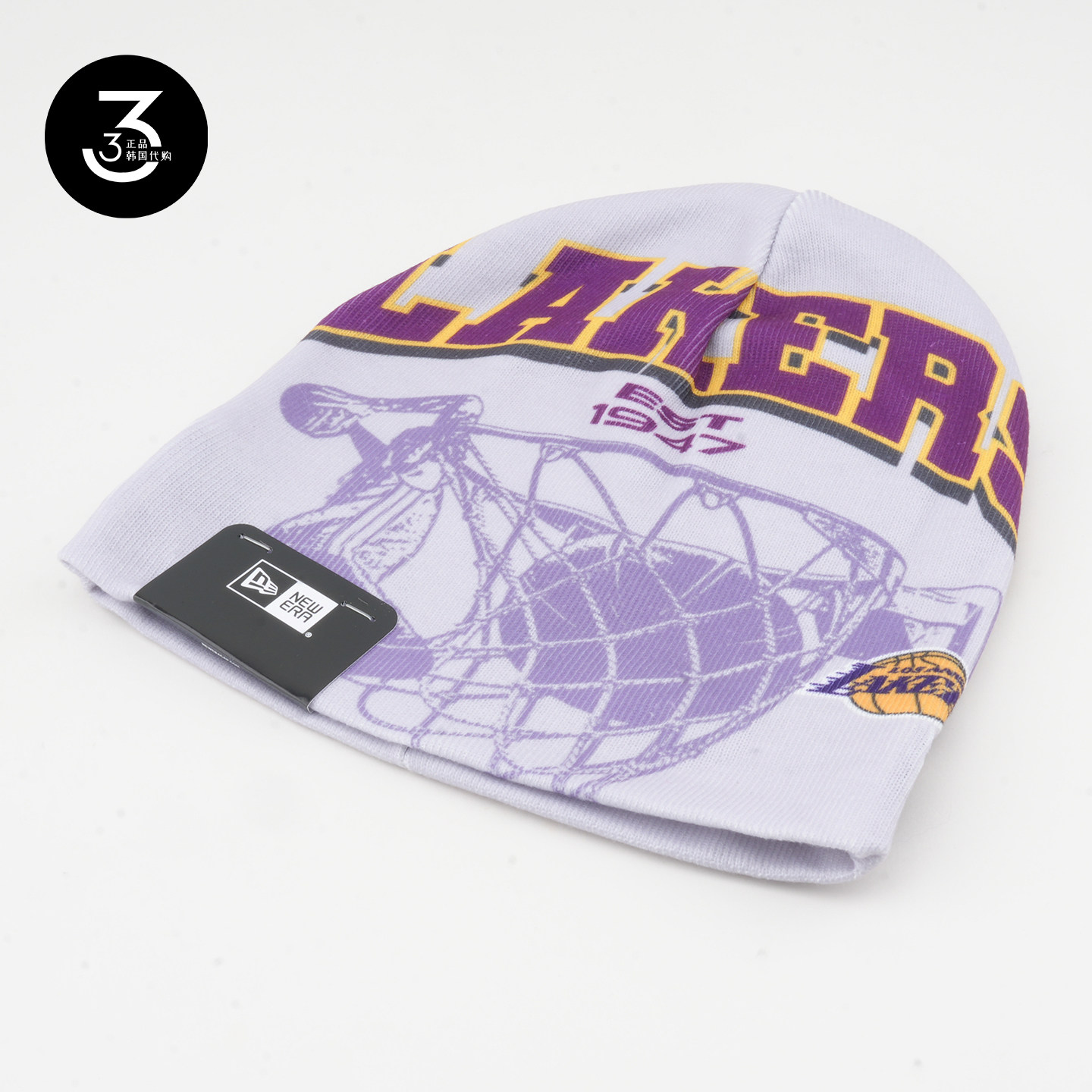 韩国代购NEWERA X NBA X LMC纽亦华联名薄款冷帽洛杉矶湖人灰紫色