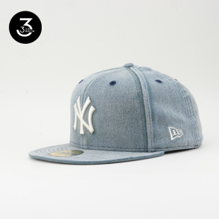 韩国代购 NEWERA纽亦华雪花水洗工艺5950平沿全封闭棒球帽牛仔蓝