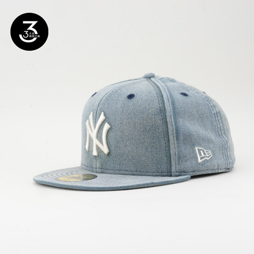 纽亦华雪花水洗5950平沿棒球帽蓝