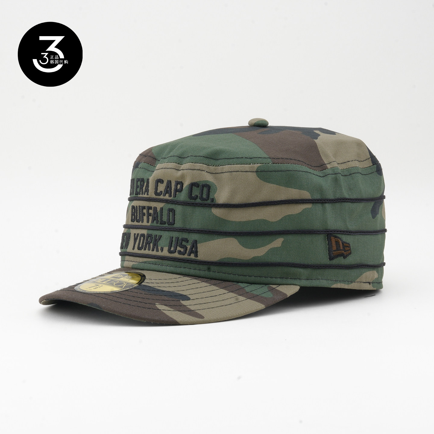 韩国代购NEWERA纽亦华PILLBOX平沿全封闭药盒帽绿迷彩nec三行字母