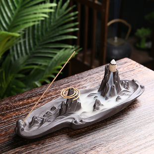 倒流香炉高山流水摆件中式禅意创意多功能家用香薰室内沉香熏香炉