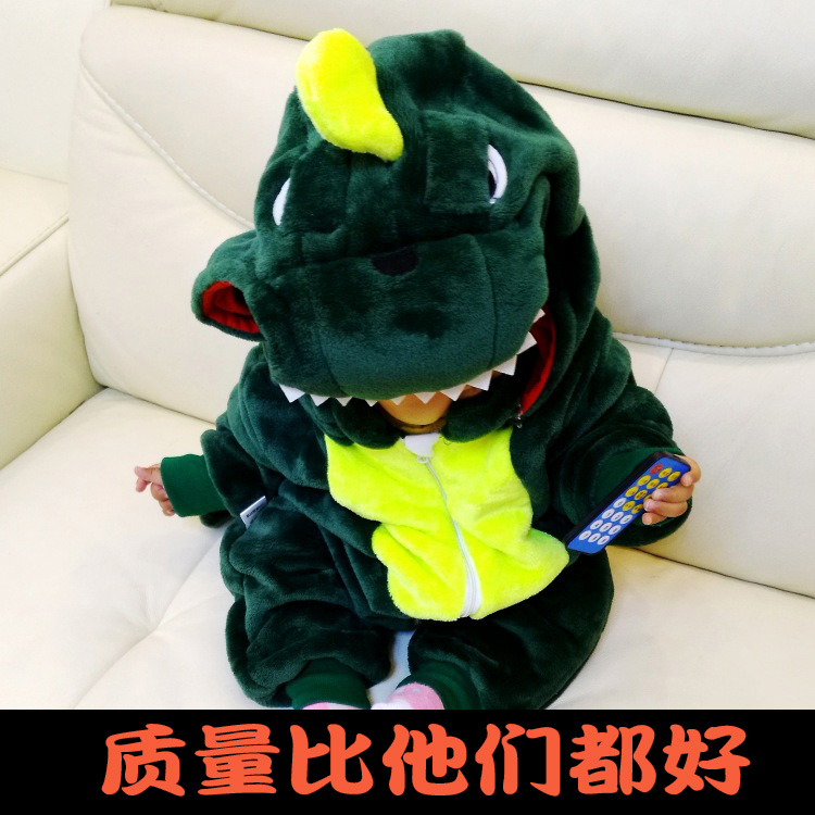秋冬儿童卡通动物恐龙连体睡衣