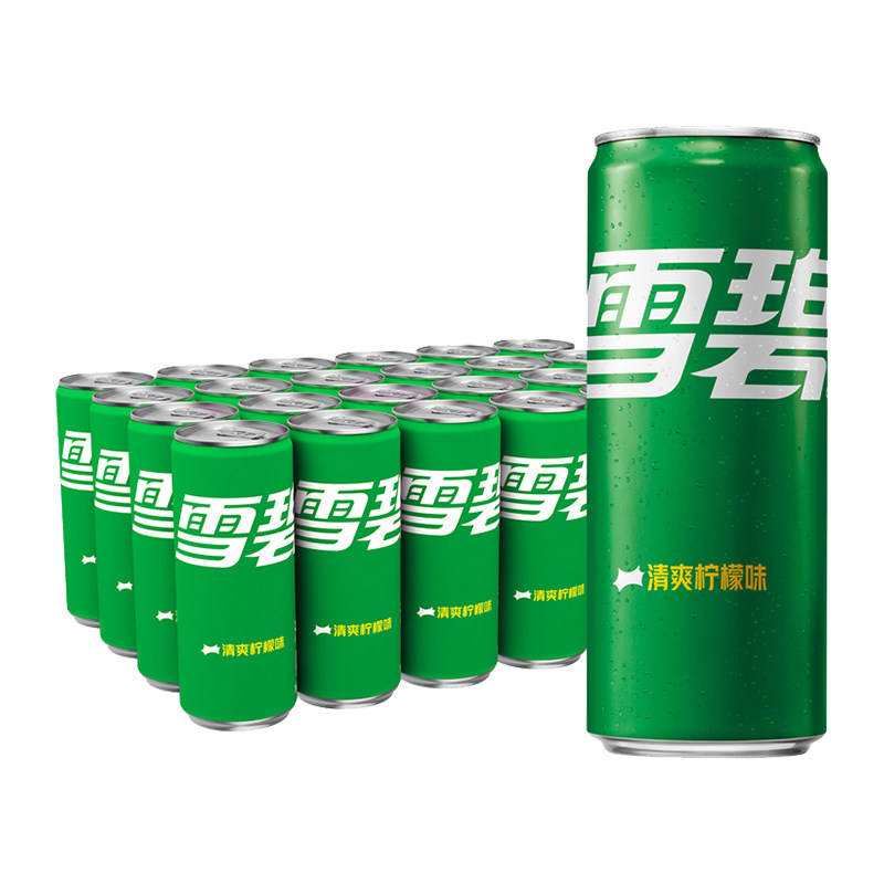 可口可乐饮料汽水330ml*24听雪碧柠檬汽水细高罐摩登罐京津冀包邮