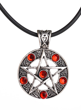 欧美饰品 撒旦标志五角星镶钻时尚饰品吊坠项链 速卖通淘宝热卖