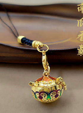 古法镀金饰品南瓜可打开嘎乌吊坠中国风diy手工编织摆件挂饰项链