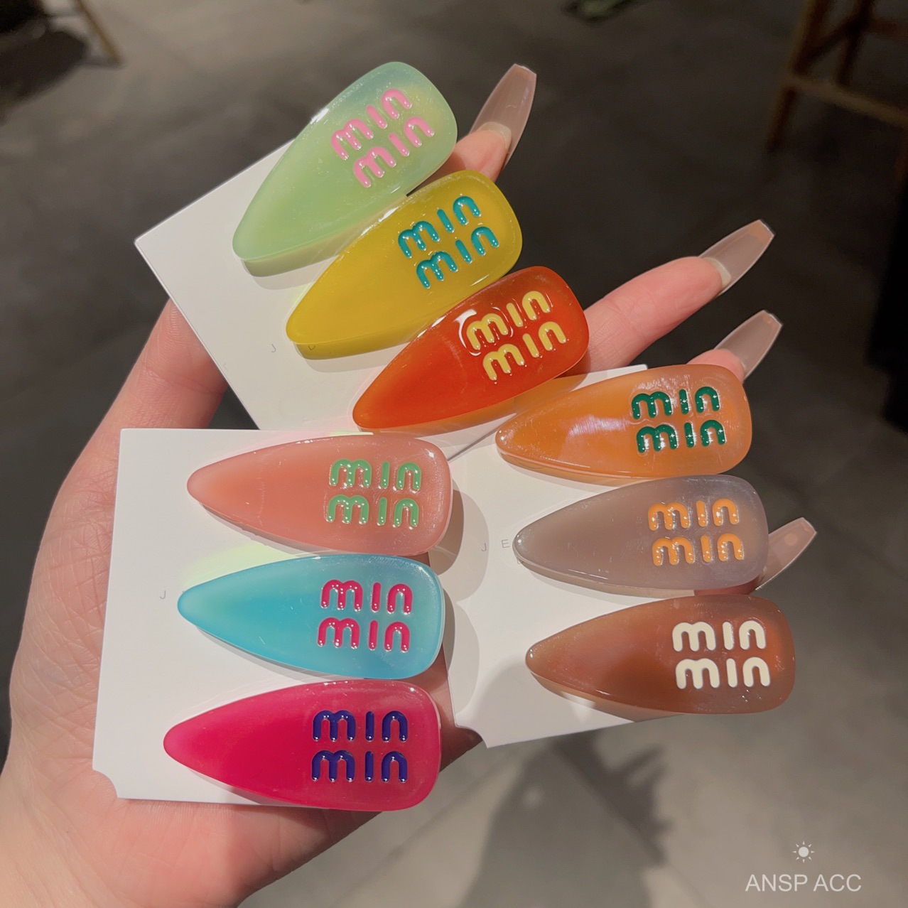 2023韩版春夏新款字母发夹小清新果冻色系拼色醋酸侧边夹刘海夹子