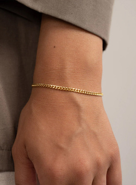 St.delan欧美跨境不锈钢简约百搭电镀14k金不掉色细链饰品链条批