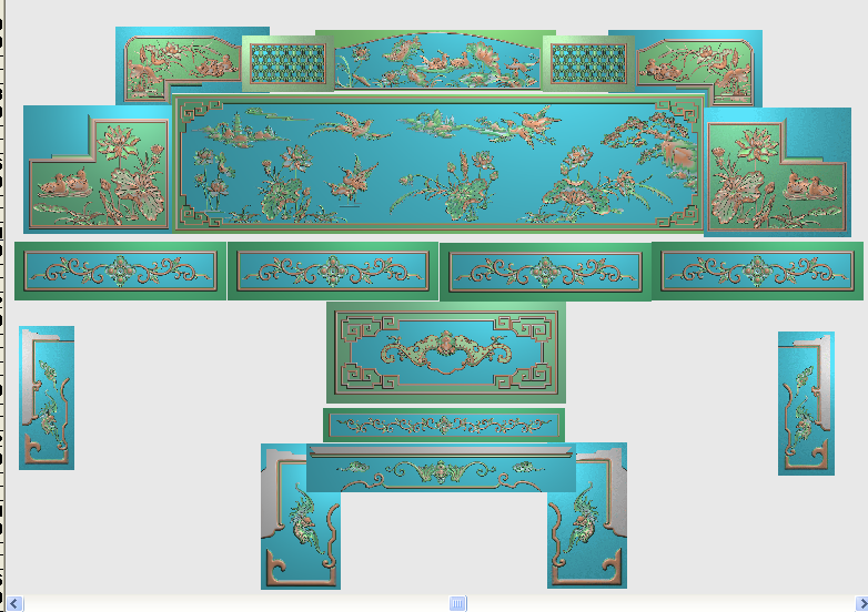 花鸟床仙鹤精雕图浮雕雕刻图灰度图鸳鸯蝙蝠 松鹤 洋花 荷花大床2