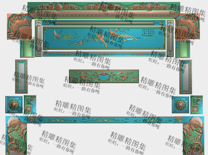 枝上凤凰沙发精雕图浮雕雕刻图和谐沙发整套精品檀雕花鸟套图如意