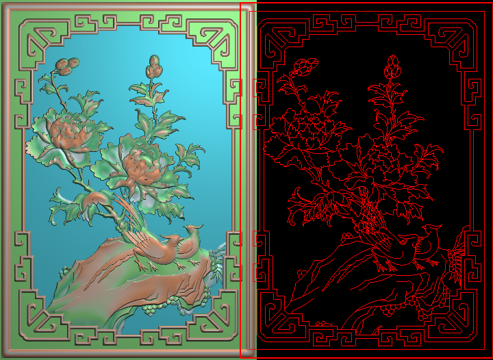 精雕图檀雕花鸟门板精品牡丹国色天香灰度雕刻图月季花鸟浮雕图