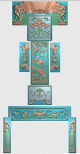 如意象头餐椅精雕图松鹤延年花鸟餐椅浮雕效果图精品象如意雕刻图