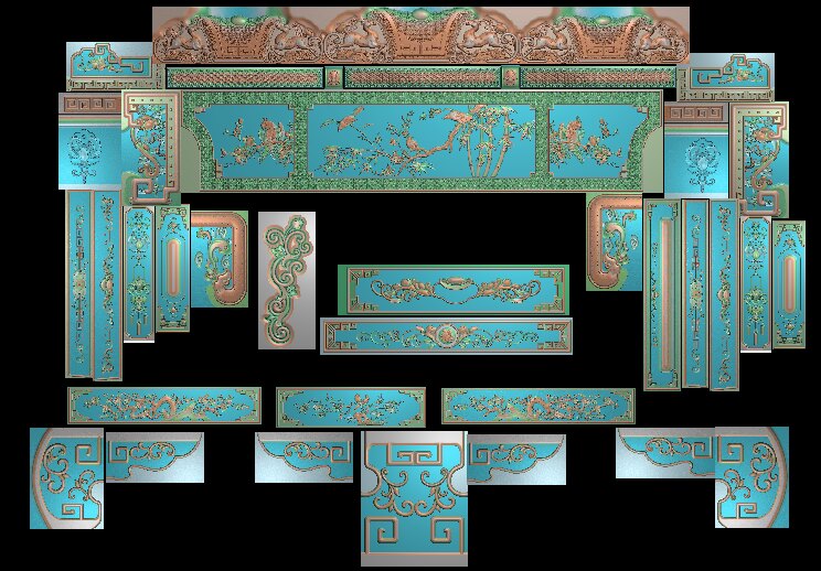 梅花鹿精雕图浮雕雕刻图灰度图花鸟檀雕宝座 如意新款 新鹿式沙发