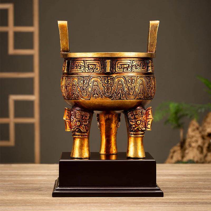 铜鼎摆件黄铜三足鼎大号