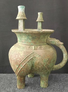 【实物拍摄】青铜斝青铜器防古工艺品摆件博物架收藏品高端商务礼