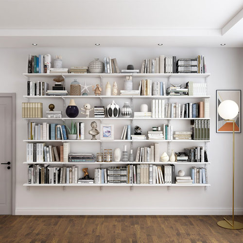 栖格2.8米上墙书架墙上书桌现代简约桌上置物架多层收纳储物书橱
