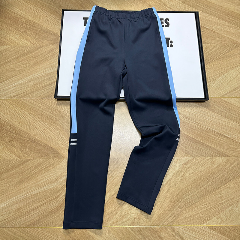 加绒校服裤藏蓝色拼接浅蓝色加反光条中小学生男女休闲直筒运动裤