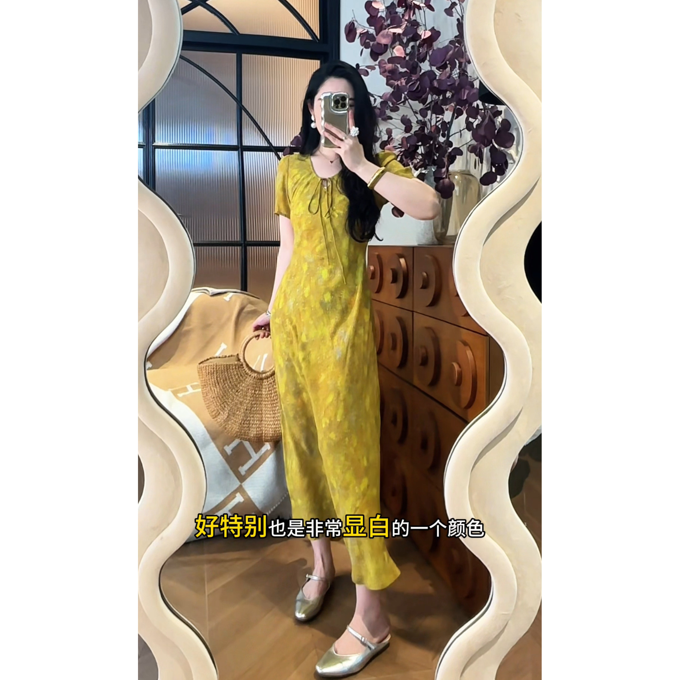 YUAN【柠檬夏日】春夏季法式复古斜裁显瘦遮肉防晒短袖优雅连衣裙