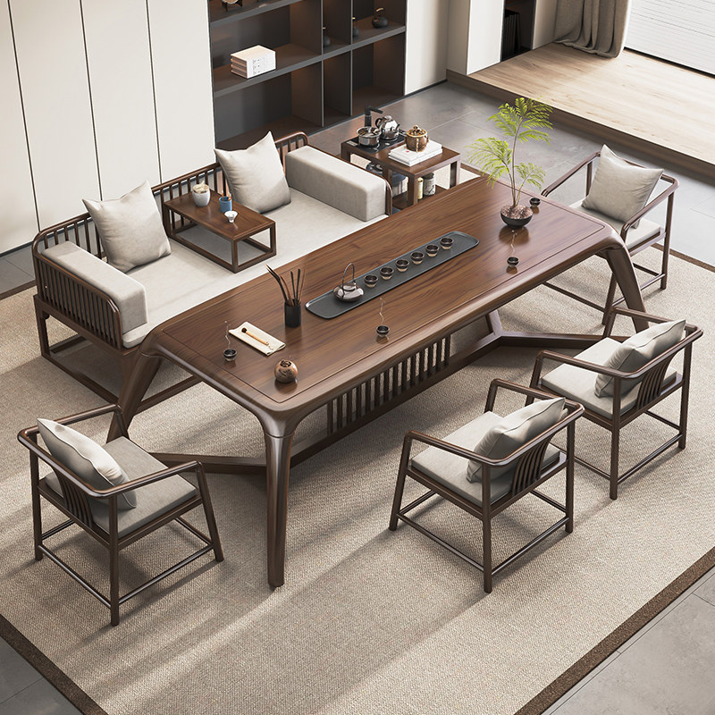 实木茶桌新中式现代轻奢家用客厅办公室泡茶台喝茶桌椅组合罗汉床