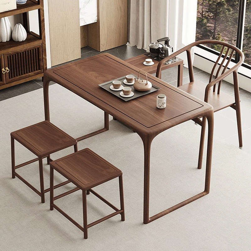 新中式榫卯阳台茶桌椅组合家用小户型榆木禅意休闲泡茶桌实木茶台