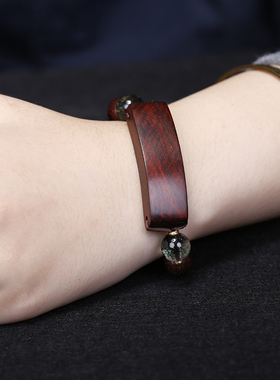 民族风印度小叶紫檀老料佛珠手链混搭幽灵水晶手串女简约气质百搭