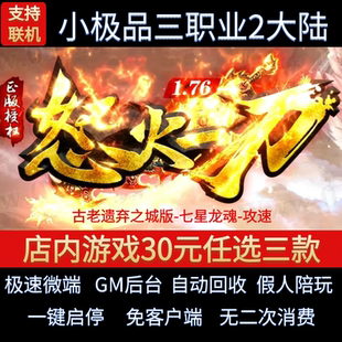 传奇单机电脑版176怒火一刀元素三职业2大陆假人GM后台微端联机