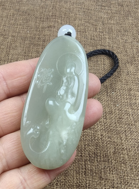 和田玉青海山料青白玉雕刻把件挂件悟道保真支持全国复验