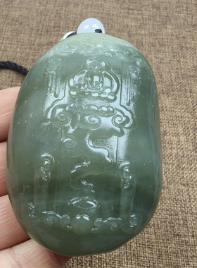 天然和田玉青白玉把件挂件悟道