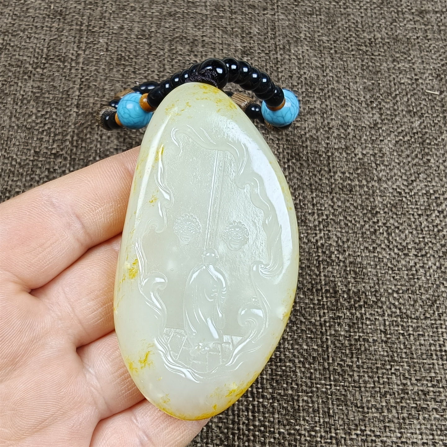 和田玉青海山料青白玉原石雕刻把国风件挂件悟道保真支持全国复验