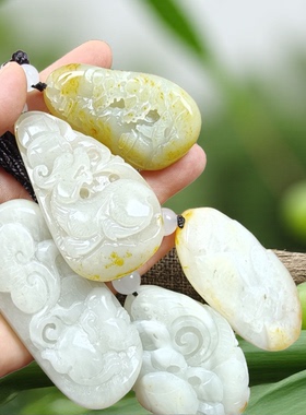 和田玉青白玉手工雕刻手把件保真