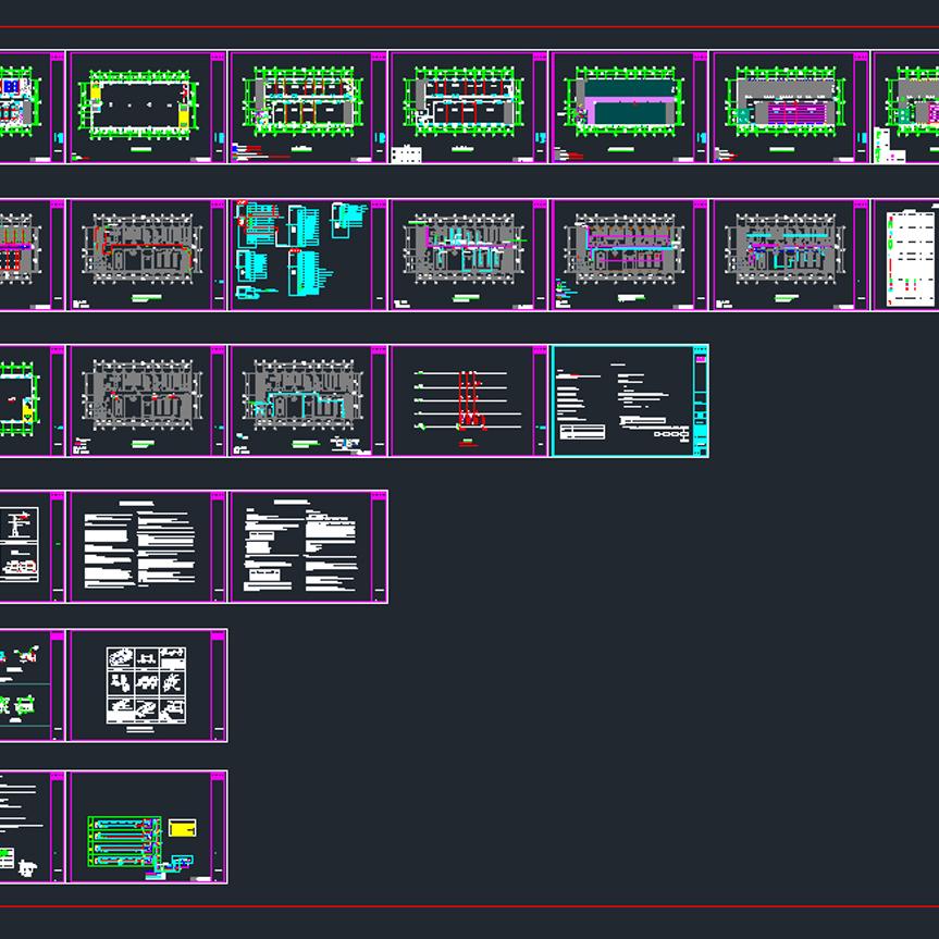 科研研究实验室CAD施工图 装修电气给排水暖通通风智能素材图纸
