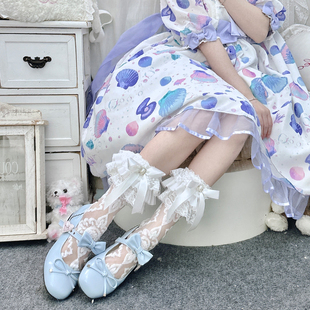 巴洛克宫廷风水晶丝袜女多层花边蕾丝蝴蝶结公主复古法式 夏季 袜子
