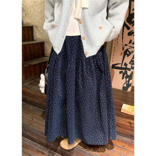 a字裙女 复古温柔百搭中长款 踏进银河 森系碎花半身裙2026秋冬新款