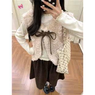 毛茸茸软糯马甲百搭甜美小个子设计感外套 冬季 踏进银河 蜜桃软糖