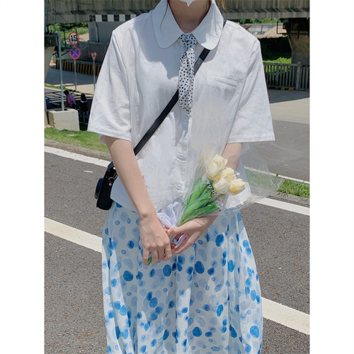 日系甜美减龄娃娃领短袖衬衫夏