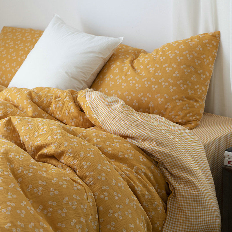 A类全棉双层纱布四件套纯棉100裸睡床单被套文艺复古风床上用品女,床上用品,床品套件/四件套/多件套,淘宝优惠券,粉丝福利购,淘宝优惠卷