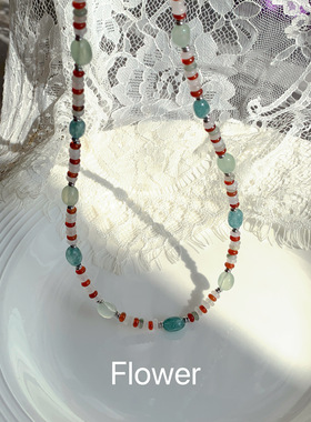 复古彩色算盘珠项链夏日多巴胺多彩撞色高级感清新精致锁骨链颈链