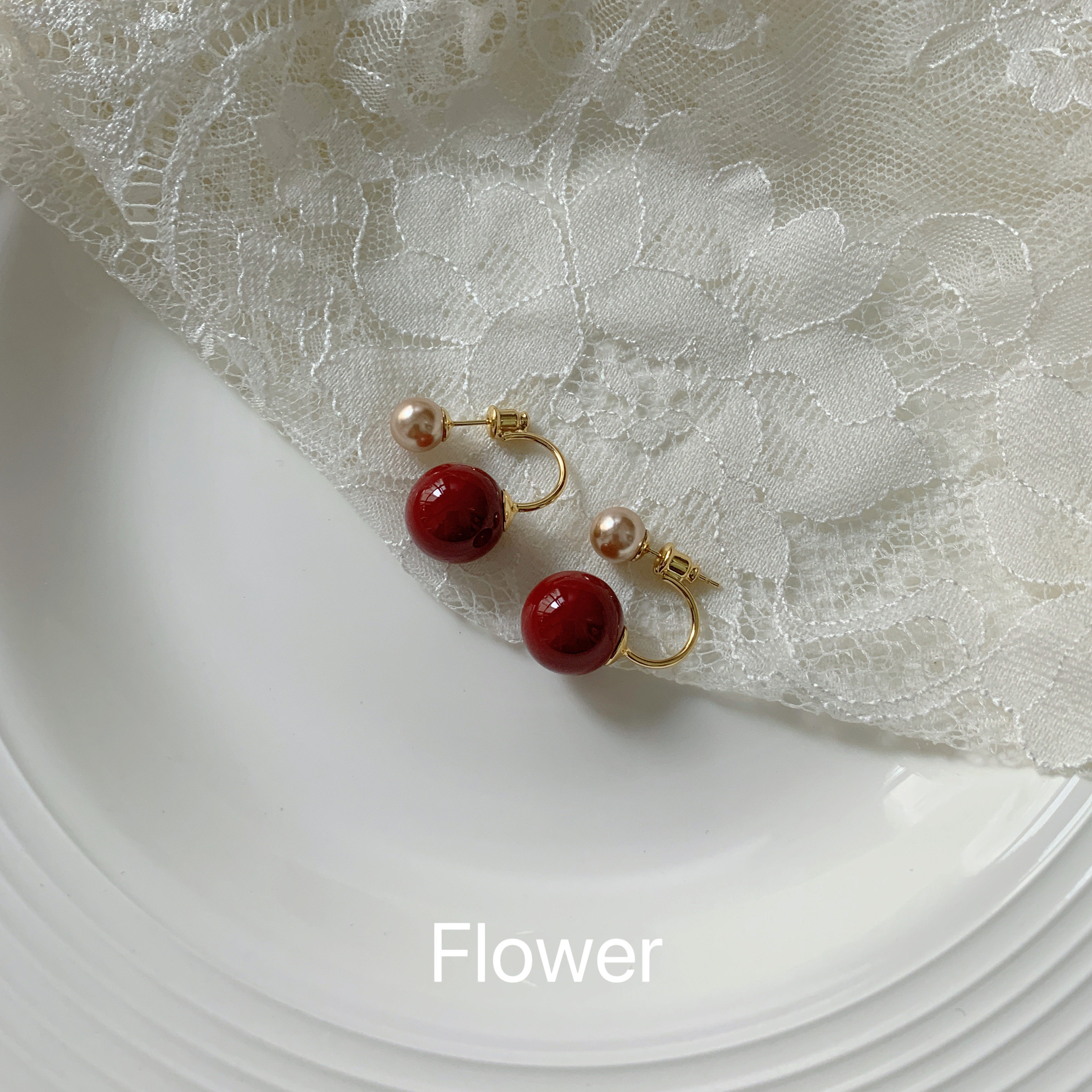 红色珍珠两戴耳环小众轻奢气质复古高级感秋冬美拉德百搭耳饰,饰品/流行首饰/时尚饰品新,耳环,淘宝优惠券,粉丝福利购,淘宝优惠卷