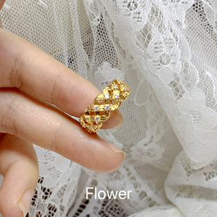 镂空交织锆石开口戒指气质轻奢小众高级设计感中古风食指叠戴指环