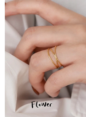 极细三层线条钛钢镀18K戒指小众轻奢高级设计感叠戴食指戒2026新