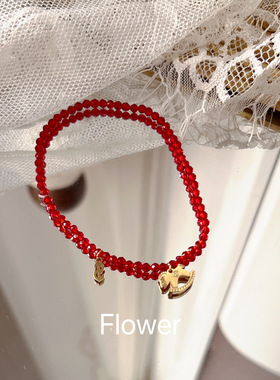 原创自制款红尖晶招财小马手串气质轻奢复古小众设计感百搭手链