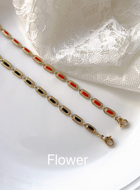 撞色几何滴釉钛钢手链气质轻奢复古小众设计感时尚百搭叠戴手饰